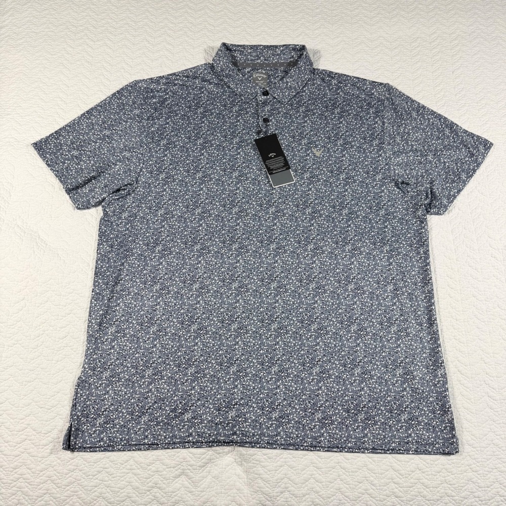 NWT Callaway Mens XXL Golf Polo Shirt Opti Dri Stretch Sun Protection Caviar - Picture 3 of 13